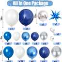 94Pcs Blue Balloon Garland Arch Kit Navy Blue Silver White Balloons Garland Kit with Metallic 4D Star Foil Balloon Birthday Party Balloons for Boys Men Baby Shower Wedding Graduation Party Decoration