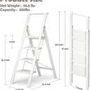 HillhutApex 4 Step Foldable Aluminum Step Ladder with Handgrip, Anti-Slip Pedal, 330 lbs Capacity, Lightweight & Portable for Home, Kitchen, Office, Garage (White)