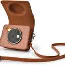 Rieibi Mini Shot 3 Retro Case, PU Leather Protective Case for previous version of Kodak Mini Shot 3 Retro C300R 2-in-1 Camera/Portable Instant Printer with Shoulder Strap - Brown(Camera not included) (Old Model, Brown-Old Model)