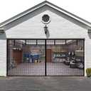 LIAMST Garage Door Screen 16 * 9FT，2 Car Garage Doors- Reinforced Fiberglass Door Screen,Stronger High Energy Magnets ， Magnetic Screen Door