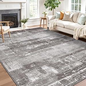 LUMI Washable Area Rug 8x10 for Living Room, Ultra Soft Stain Resistant Carpet with Non Slip Rubber Backing, Non-Shedding Low Pile Rugs for Bedroom, Dining Room, Indoor, Office