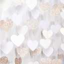 Champagne-Gold Milky-White Birthday Party-Decorations Heart-Garland - 52ft Wedding Hanging Streamers Banner,Bachelorette Engagement Romantic Special Night Baby Bridal Shower Backdrop Decor Burgleda