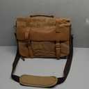 Mens Messenger Bag 15.6 Inch Waterproof Vintage Genuine Leather Waxed Canvas Briefcase Large Leather Computer Laptop Bag Rugged Satchel Shoulder Bag, Brown