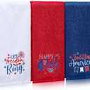 FuWeave 3 Pcs Patriotic Hand Towels for Bathroom 4th of July 100% Cotton Embroidered Bathroom Towel 13 x 29 Inch Independence Day Red White Blue 250 Anniversary Decorative Dish Cloth for Bath Cleaning