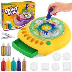 Spin Art Machine for Kids - Paint Spinner Art Craft Kit with 36 Artboards & 7 Colors - Arts and Crafts Painting Set for Boys Girls Ages 4-12, Birthday Easter Gifts for 6 7 8 9 10 Year OldGreen