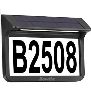 Solar House Numbers for Outside Light Up - 3000K/6000k 2 Modes, Aluminum Waterproof LED Lighted Address Signs for Houses, Solar Powered Wall-Mounted Illuminated Address Plaque for Yard Home
