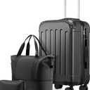 YOETEY Carry On Luggage 22x14x9 Airline Approved, Hardside Suitcase with Wheels, TSA Approved, Tote Bag, Black, 20 inches