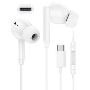 iPhone 17 16 USB C Wired Headphones with Microphone, Noise Cancelling Earbuds USBC for iPhone 16e 16 Pro Max 15 Plus, Samsung Galaxy Bud S25 Ultra Apple Wired Ear Buds in-Ear Type C Plug Earphones Mic