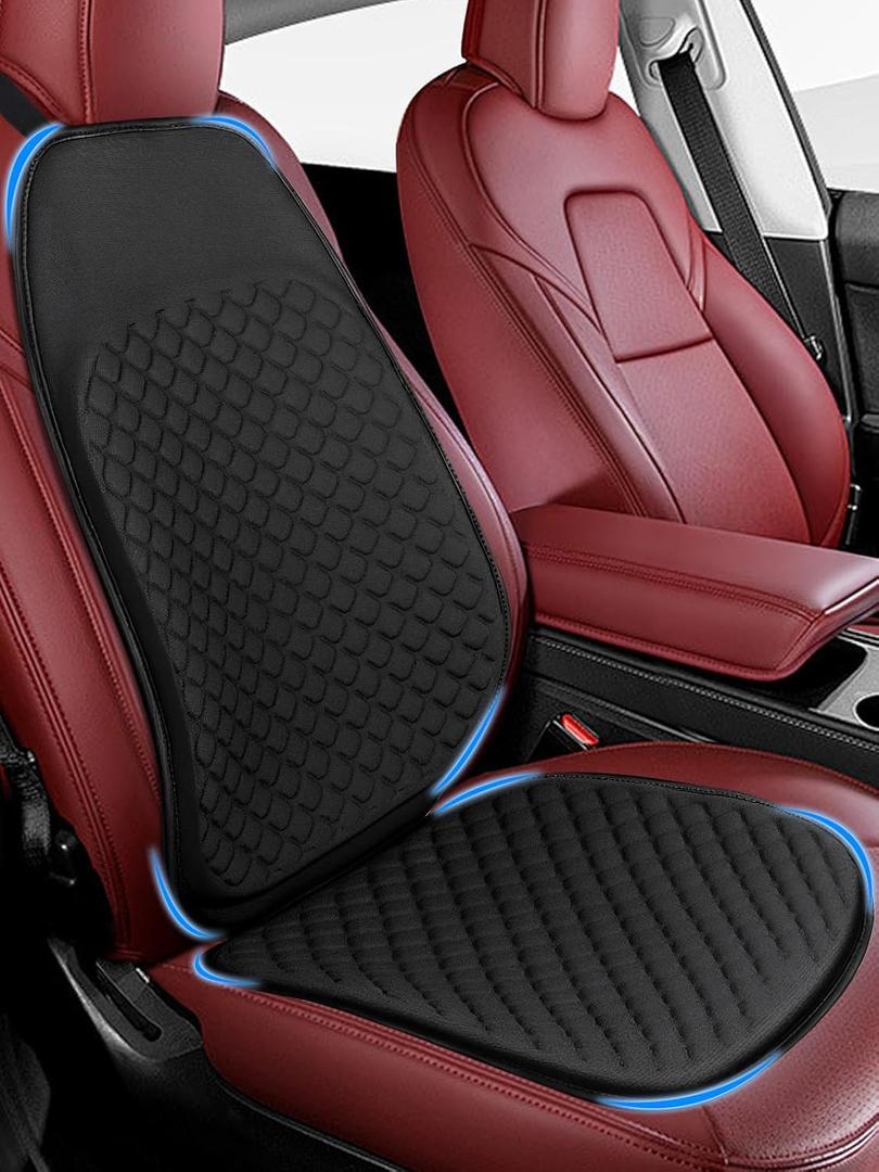 Breathable Car Front Seat Cover Sets Protector Pad Gel Seat Cushion with Non-Slip Bottom for Automotive Chair Wheelchair Golf Cart Drivers Office Home Long Sitting Use Summer Winter Black 1 PACK