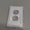 6-Pack Classic Beadboard Duplex Outlet Cover Plate, Decorative Switch Plates and Outlet Covers, Natural Bamboo Fiber Wall Plates for Electrical Outlets, 1 Gang Receptacle Cover,Pure White