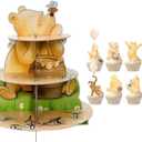Classic Winnie Cupcake Stand Cupcake Holder 3 Tier with Cupcake Toppers Pooh Baby Shower Decorations Cute Birthday Decorations