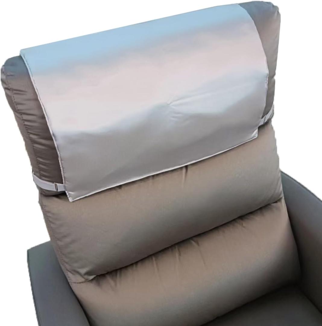 1Pcs Satin with Elastic Straps Couch Recliner Headrest Cover - Silky Protector for Hair Protection Chair Covers Furniture Leather Sofa Protector-Faux Recliners Chair Non Slip SlipcoversGrey