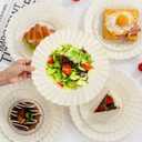 YOUBET 100PCS Ivory Scalloped Plastic Plates - Heavy Duty Disposable Fancy Hard Plates Include 50 Dinner Plate, 50 Dessert Plate, for Wedding & Party