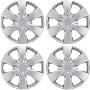 BDK Hubcaps OEM Style Replica Wheel Cover - 15" Silver Durable ABS Easy Installation (Full 4 Piece Set)