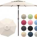 Patio Umbrella, 2 Tier Outdoor Table Umbrella, Large Vented Market Umbrellas with Push Button Tilt and Crank, 8 Sturdy Ribs for Backyard, Deck, Pool, UPF50+ UV Protection