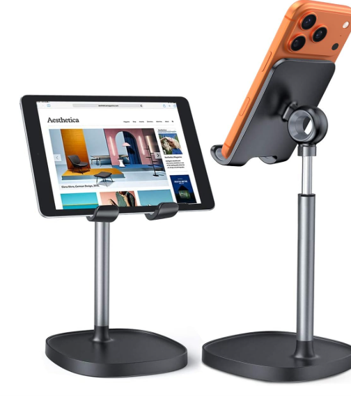 LISEN Cell Phone Stand Phone Holder for Desk Recording Office, Women Office Desk Accessories Gifts PC Gaming Essentials iPhone Stand Gadgets Fit OtterBox Case Switch iPad Air Tablet 410 in