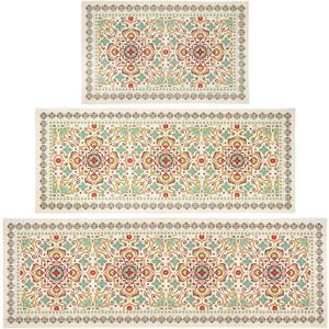 Boho Vintage Persian Kitchen Rugs Set of 3, Washable Faux Wool Kitchen Mats, 20''x32''+20"x48"+20"x60"