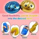 2pcs Glitter Dumpling Squishy, Mystery Glitter Dumpling Squishies Box, Colorful Dumplings Stress Balls Fidget Sensory Toy, Soft Squeeze Decompression Dough for Anxiety Relief Fidget(Blue+Golden)