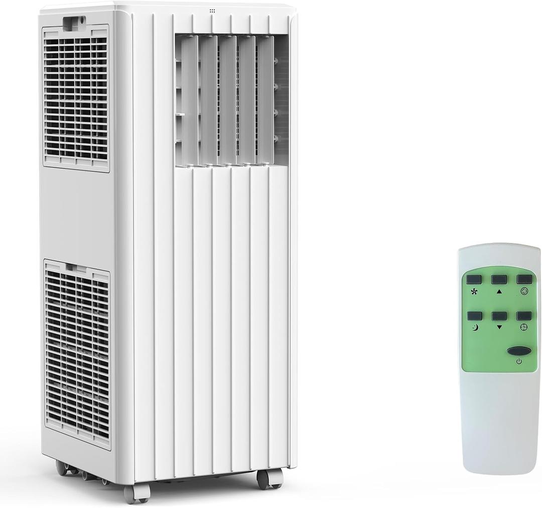 GarveeTech 8,000 BTU Portable Air Conditioner, 3 in-1 AC/Dehumidifier/Fan for 350 sq ft, 45 dB Quiet, 24H Timer & Remote, Window Kit & Wheels Included – White