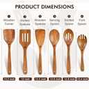 Wooden Spoons for Cooking, 6 Pcs Natural Teak Wooden Kitchen Utensils Set, Cooking Utensils Set with Long & Comfort Grip, Wooden Spoons Spatula Set Perfect for Non-Stick Cookware