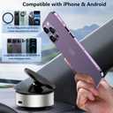 Electric Vacuum Suction Cup Phone Mount,360Adjustable Double Sided Magnetic Suction Phone Mount,Phone Holder for Car/Screen/Mirror/Tile/Glass/Gym/Smooth Surface, Compatible with All Phones -Sliver