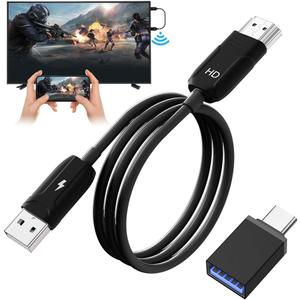 Wireless HDMI Mirroring Adapter/Cable/dongle, Streaming Stick, Wireless Display Adapter Extender Streaming Video/Audio to TV/Projector/Monitor, Suitable for iPhone/iPad/MacBook/Smartphone/Notebook (Black)
