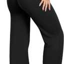 Women Straight Leggings Bottoms Wide Leg Pants High Waist Stretchy Comfy No Front Seam Yoga Workout Sweatpants (Black, XL)