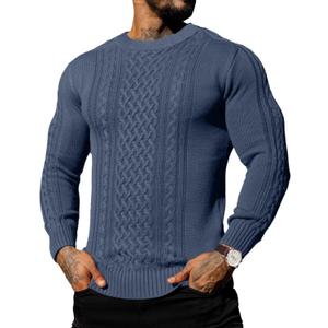 Askdeer Men's Pullover Sweater Fisherman Cable Knit Crewneck Sweater Winter Casual Knitted Sweaters with Ribbing Edge (L)