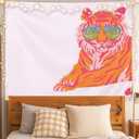 ignytiger Orange Tiger Wall Tapestry, Trendy Preppy Room Decor Tapestry Wall Hanging for Teen Girls Bedroom Dorm Apartment, Girly Room Decor, Preppy Gifts for Women, 50x60 Inch