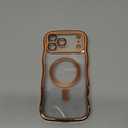 GVIEWIN for iPhone 17 Pro Max Case, Compatible with MagSafe][Upgraded Full Camera Protection][Cute Wave Frame, Glossy Slim Shockproof Protective Magnetic Phone Case for 17 Pro Max 6.9'', Clear/Orange