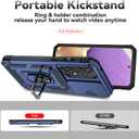 for Samsung Galaxy A35 5G Case,with Screen Protectors and Camera Cover,[Military Grade] 16ft.Drop Tested Cover with Magnetic Kickstand Protective Case for Samsung A35 5G, Blue