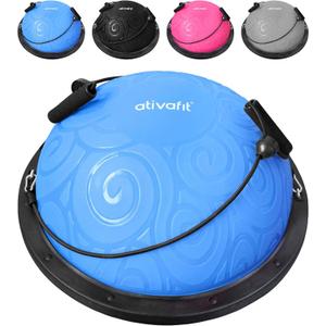 Ativafit Balance Ball Half Exercise Ball Balance Trainer Inflatable Yoga Ball for Home Gym Workouts Core Strength Fitness Half Ball with Resistance Bands, Pump, Support to 660 lbs