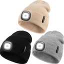 Beanie with Light for Men Women, Winter Hat with Light Built in Led Beanie Headlamp Caps, Stocking Stuffers Gifts for Dad Him, One Size