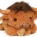 Weighted Highland Cow Stuffed Animals, 4.2 Lbs Weighted Highland Cow Plush for Kids & Adults, 21.6 Inch Large Cattle Pillow Toy Gift for Christmas Birthday Gift (Brown)
