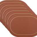 DRMHM Set of 6 Placemats, Faux Leather Placemats for Kitchen Dining Table Decor, Washable Heat Resistant Table Placemats Wipeable Table Mat 18 * 12in Brown