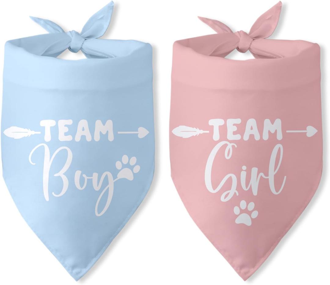 Team Girl Team Boy Dog Bandana Gender Reveal Dog Scarf Accessories Puppy Bandanas Boy Girl Baby Announcement Photo Props for Large Medium Small Dogs 2 Packs