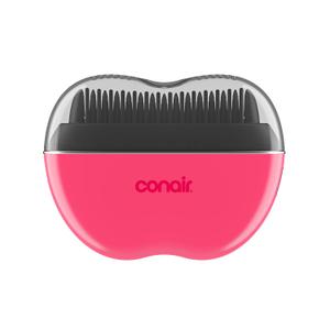 Conair Cordless Heated Brush, Portable Ceramic Ionic Smoothing Brush for Frizz Control & Shine, Rechargeable, 2 Heat Settings, Travel-Friendly Styling Tool with Protective Cover, Hot Pink & Black