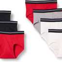 Amazon Essentials Men's Cotton Tag-Free Briefs Underwear, Multipacks (Large, Grey/Red/White)