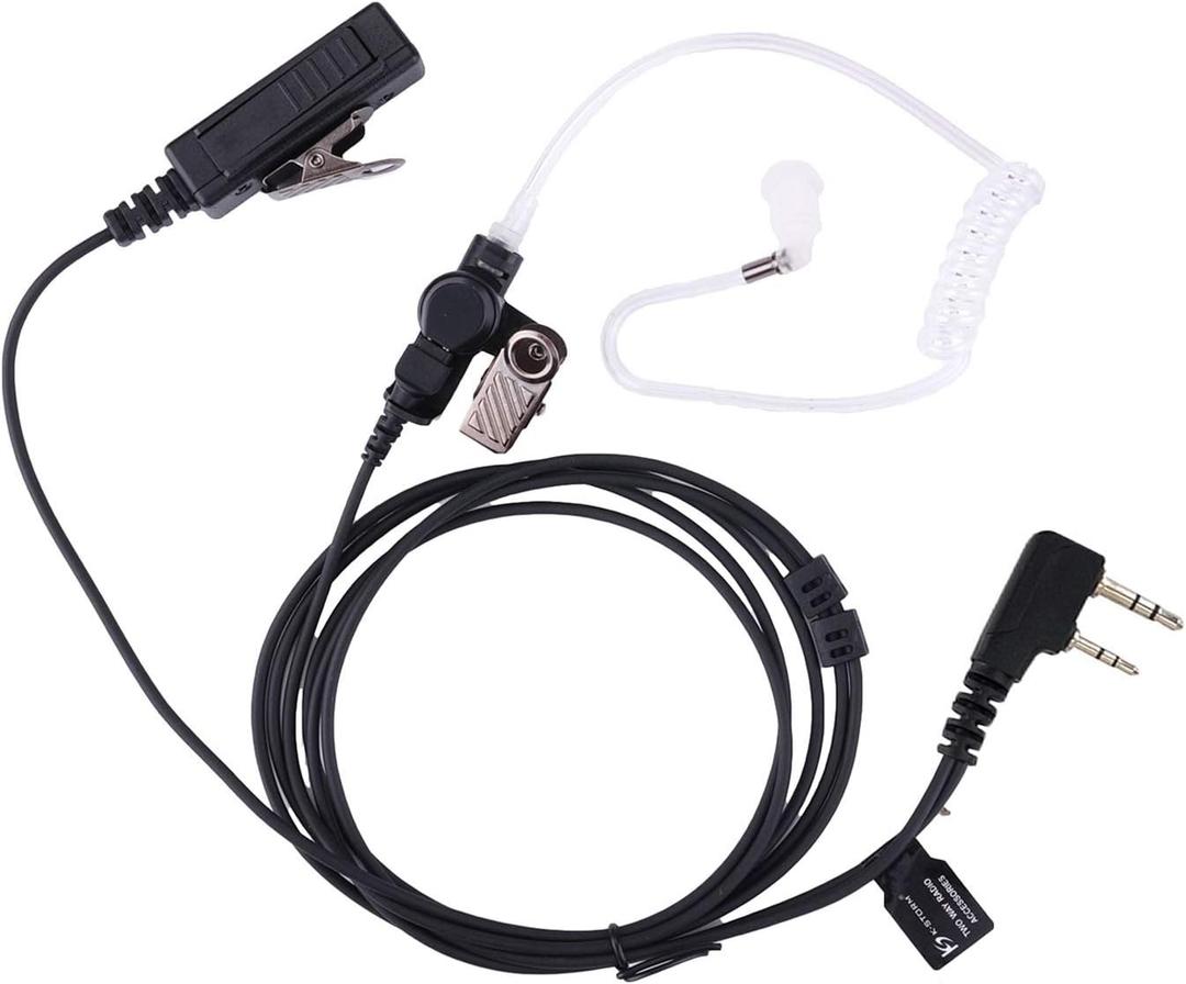 Covert Acoustic Tube Walkie Talkie Earpiece Surveillance Headset with Mic Compatible with 2 Pin Kenwood Two Way Radio