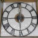 1st owned Large Wall Clock, Metal Retro Roman Numeral Clock, Modern Round Silent Wall Clocks, Easy to Read for Living Room/Home/Kitchen/Bedroom/Office/School Decor (Black, 18.5 Inch)