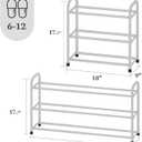 Expandable Shoe Rack, 3-Tier Metal Small Shoe Rack, Adjustable Shoes Organizer, Storage Shelf for Closet, Entryway, White