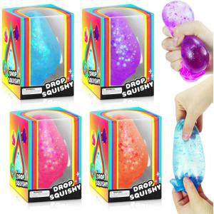 4 Packs Dream Squishies Drop Stress Balls for Kids Fidget Toys Adults, Fidgets Silicone Sensory Toys for Autism, Sensory Stress Relief Toys Party Favors for Kids