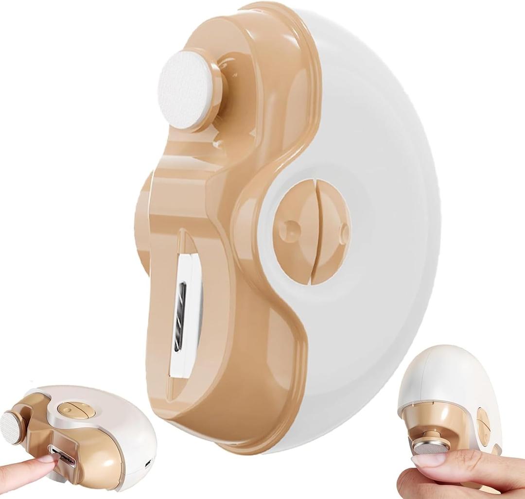 Electric Nail Clipper, 2 in 1 Electric Polishing Automatic Nail Clippers, 2 Speed Fingernail Clippers Nail File, USB Rechargeable Safety Nail Trimmer for Adults (Yellow)