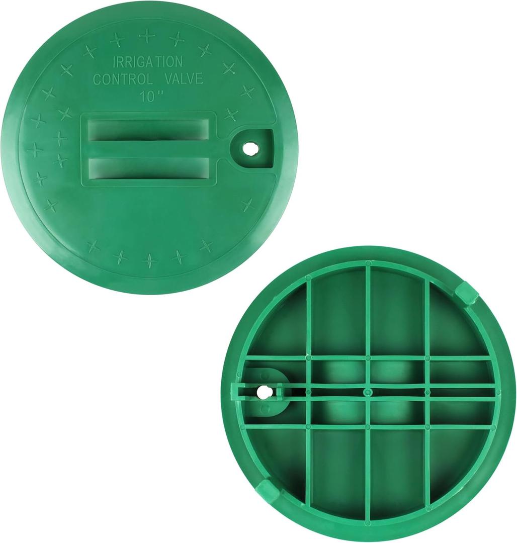 2 Piece 10 Inch Round Sprinkler Valve Box Cover - Green Irrigation Valve Cover