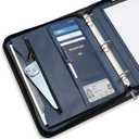 Forevermore Portfolios Portfolio Organizer - 3 Ring Binder with Notepad - 1.5 Inch Rings - Zippered Storage Pockets for Papers, Travel Documents, Presentation Folder, Cards, Passport, Tickets - Blue