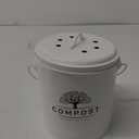 Perfnique Kitchen Compost Bin, 1.3 Gallon Countertop Compost Bin with Lid, Indoor Compost Bucket Includes Inner Bucket Liner and Carbon Filter, Small Compost Bin with Trash Bags (with Bags, Cream)