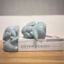 HINUGO Cute Elephant Bookends Decoration, Book Ends for Heavy Books, Book Holders for Shelves in Home Office Childrens Rooms Desk Bookshelf, Great Christmas Birthday Gift