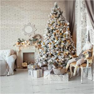 2 x WOLADA Christmas Backdrop Christmas Backdrops for Photography White Retro Indoor Scene Background Holiday Backdrop 10x10FT 10800