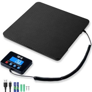 TIPRE Digital Shipping Postal Scale 440lb/0.5oz Accuracy! Lightweight Carbon Fibre Commercial Weight Scale for Package, Small Business, Mail, Warehouse, Home, Luggage, Battery&Charging Cable Included