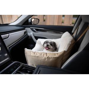Best Pet Supplies Dog Pet Booster Seat, Dog Car Seats for Small Dogs & Medium Dogs, Soft Plush Cushion with Comfortable Bedding, Secure Straps, and Tall Pillow, Brown (21"L x 20"W x 14"H)